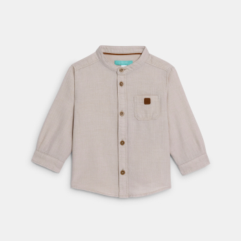 قميص أكسفورد باللون البني الفاتح (كامل) للأولاد الصغار